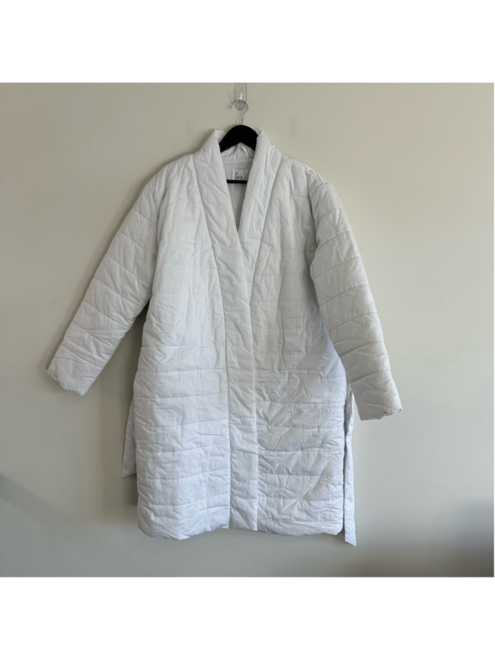 If Only Home Duvet Robe White Quilted Robe One Size Pockets - Picture 3 of 13